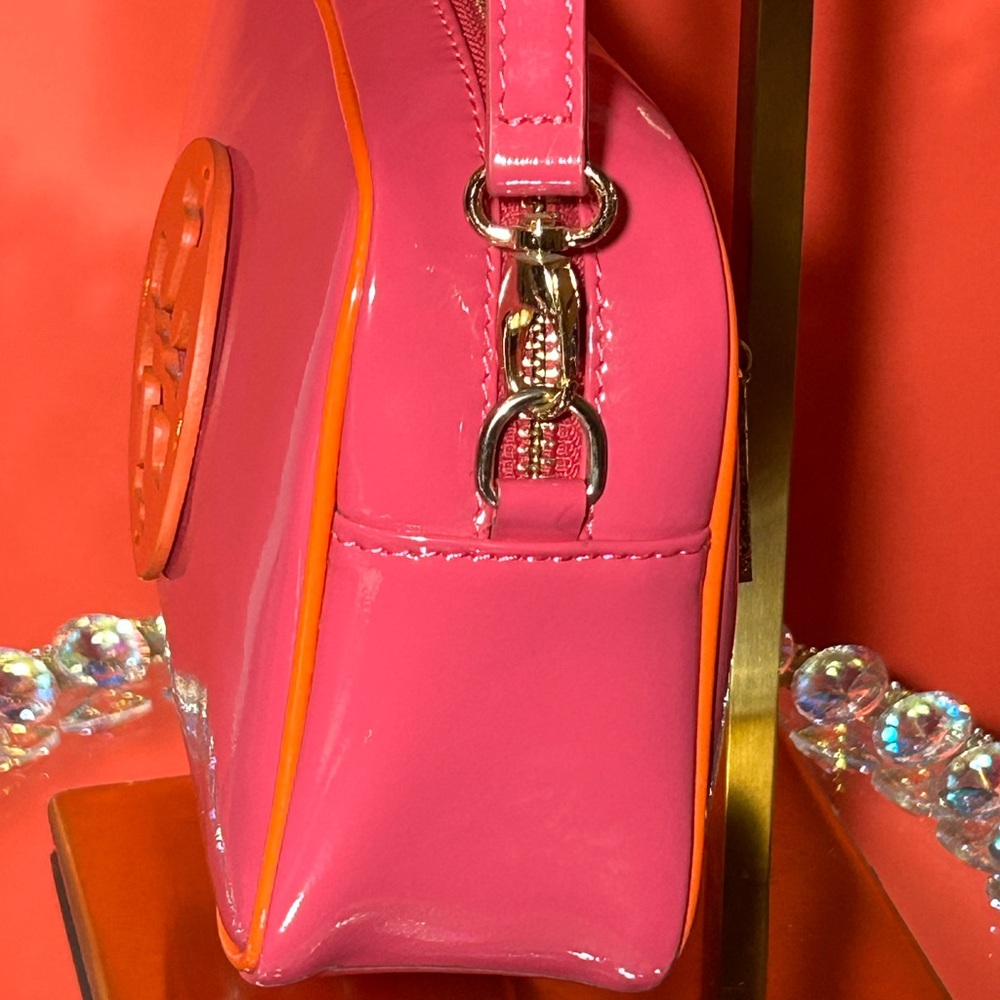Tory Burch Vibrant Pink and Orange Crossbody Bag 8” x 6” x 5” - Picture 2 of 13